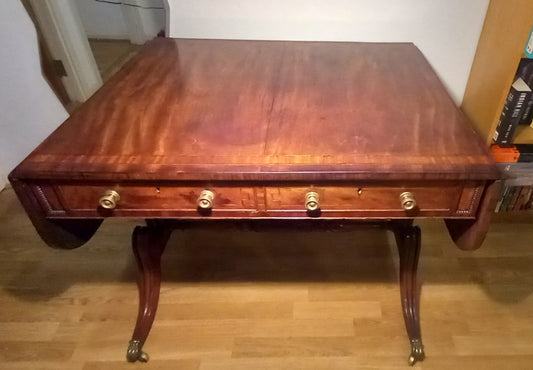 Elegant Antique Regency Rosewood Cross-Banded Sofa Table