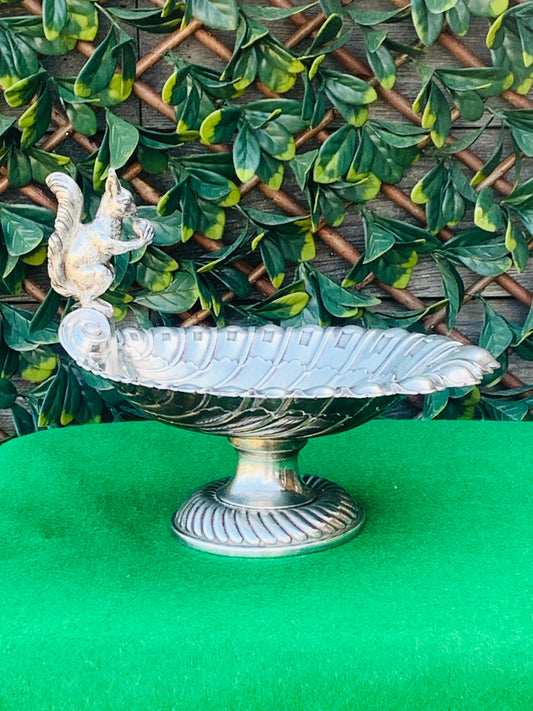 Antique Victorian Silver Plate Squirrel Nut Dish