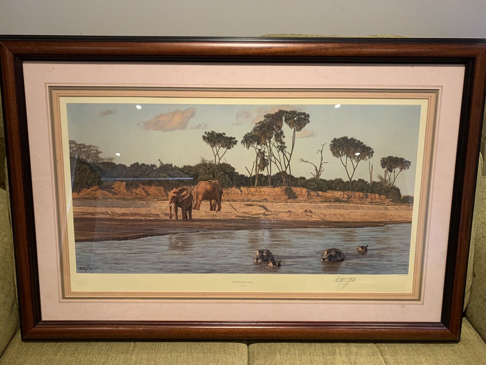 Framed 'Anthony Gibbs' signed print of 'Evening on the Galana' Limited Edition