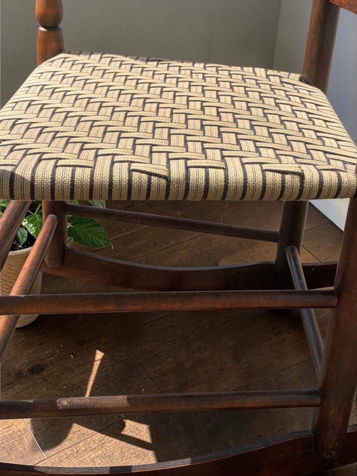 Antique American Child's Shaker Ladderback Rocking Chair Woven Seat c.1900