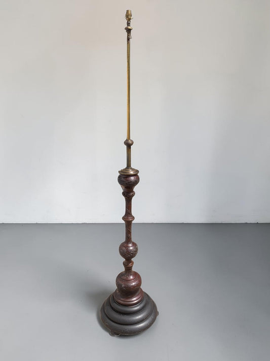 Antique Japanese Meiji Bronze Floor Lamp Base Oriental Dragon Turtle Light c1890