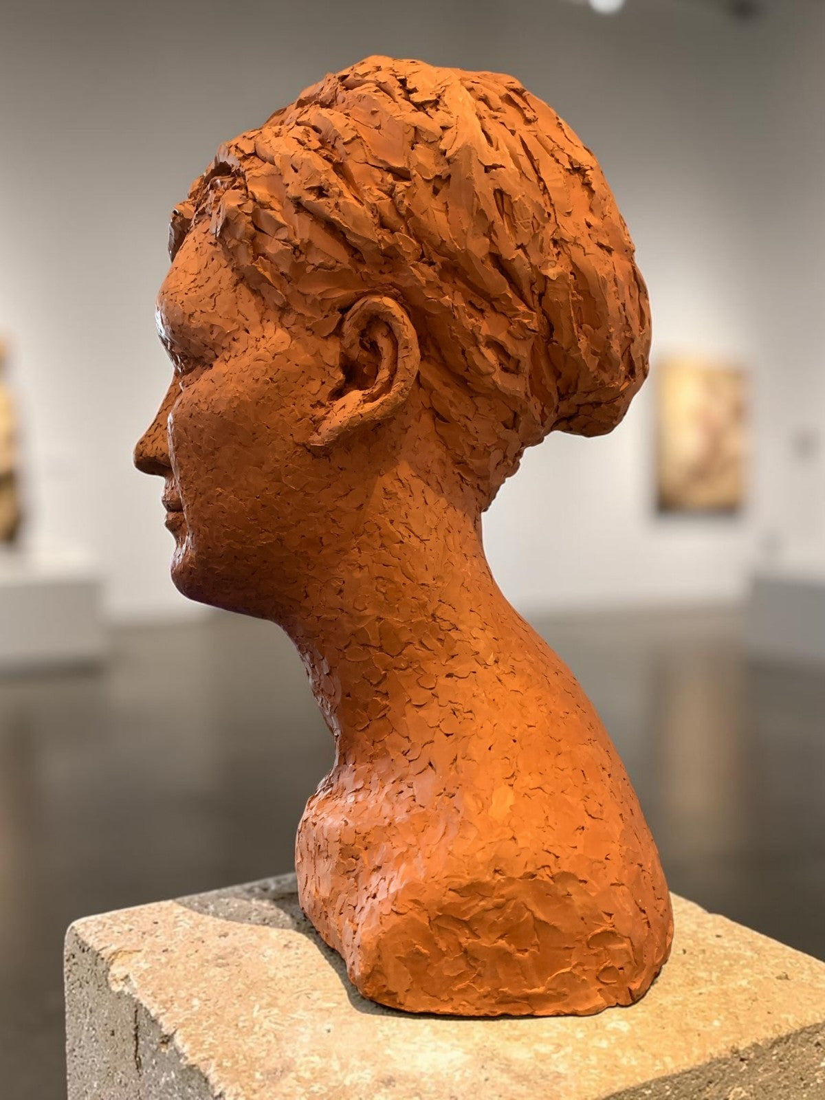Large Contemporary Studio Art Terracotta Female Portrait Bust Late 20th Century