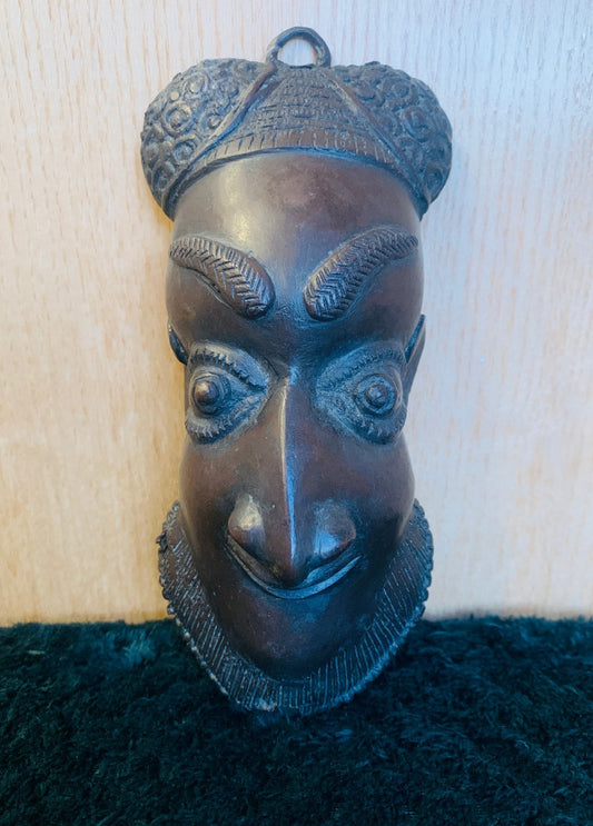 Antique / Vintage West African Bronze Ceremonia Pendant Plaque – Edo/Benin Style