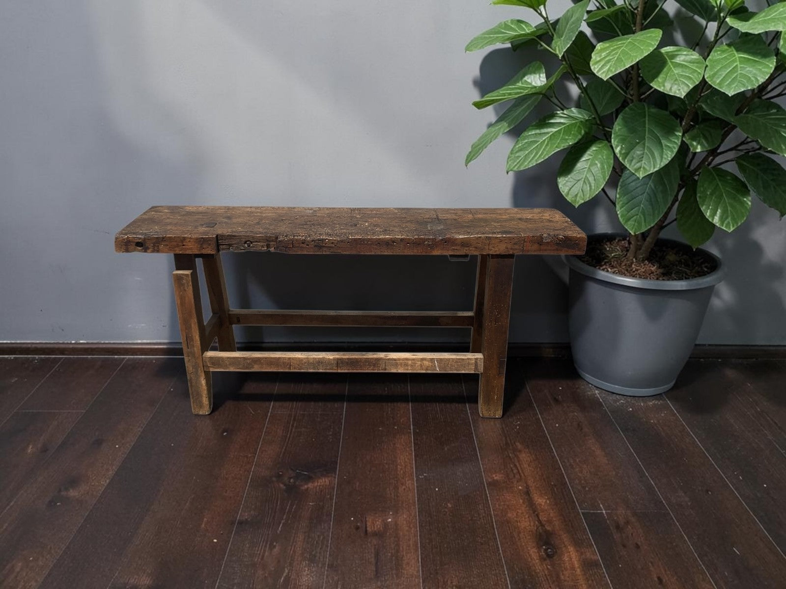 Vintage Industrial Timber Workbench Coffee Table Rustic Carpenter Bench Console