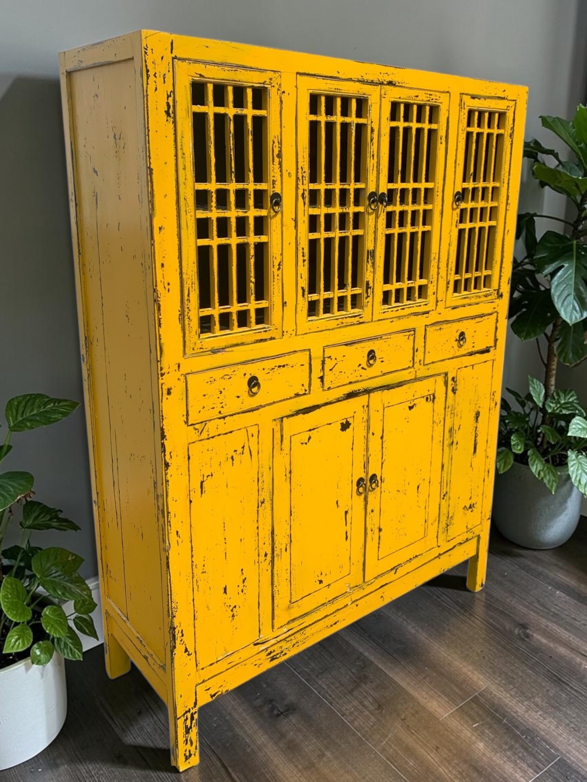 Vical Home Trieste High Sideboard , Jinan Yellow Chinese Rustic Style Cabinet
