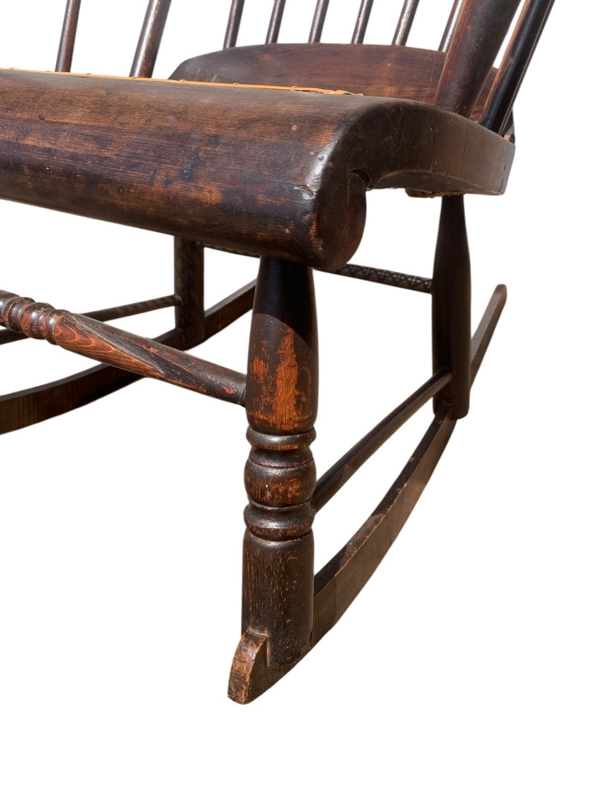 Antique Boston Rocker Chair & Matching Footstool c.1880 Victorian Windsor Cane