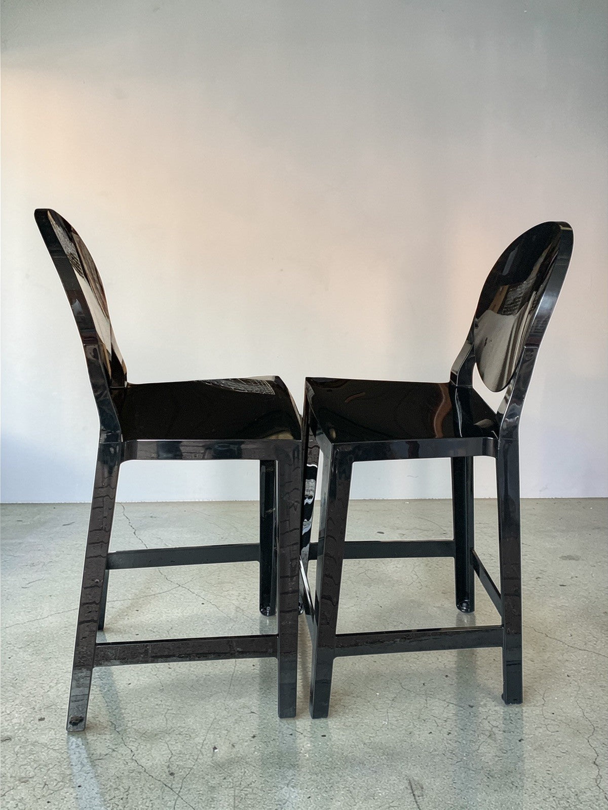 Pair of Philippe Starck –Kartell ‘One More’ Counter Stools (65cm)  Glossy Black