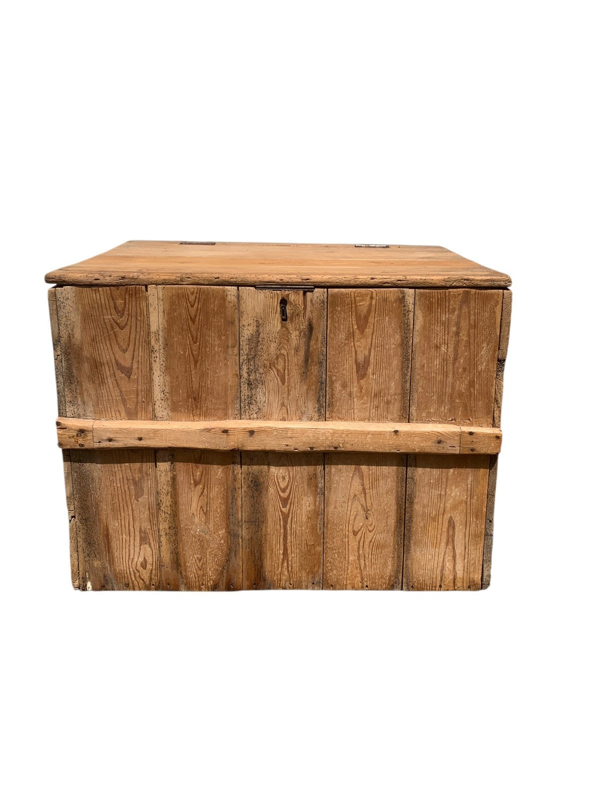 Large Antique Victorian Stripped Pine Trunk  Coffee Table Blanket Chest c.1890