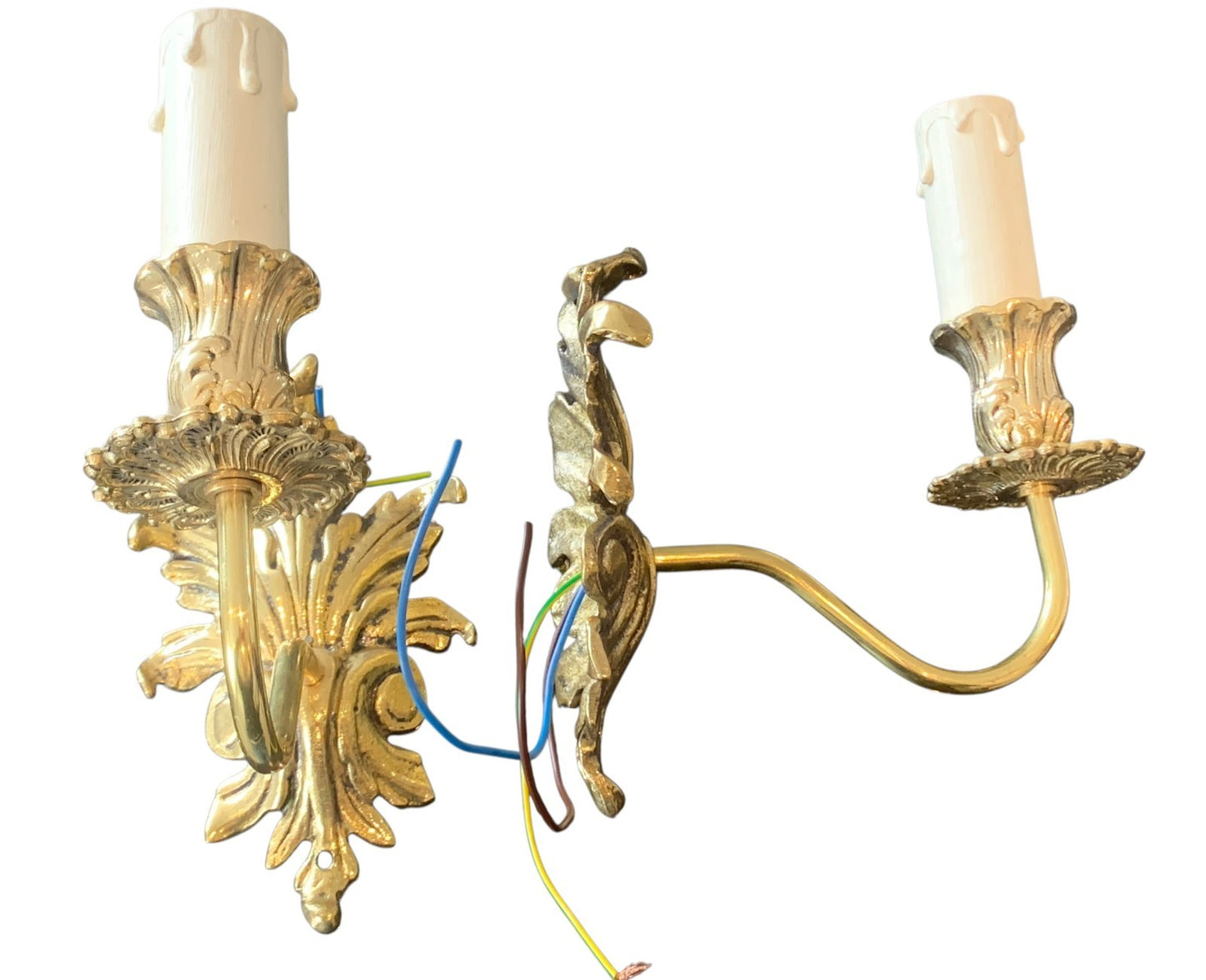 Pair of Compact French Style Solid Brass ‘Dauphine’ Single Wall Lights by Impex