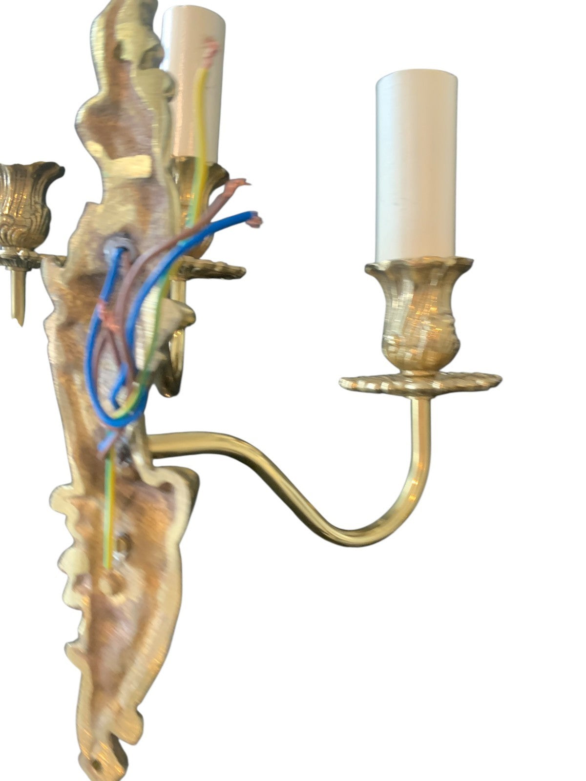 Set of Three Handmade French Rococo Style Brass Twin Candle Wall Lights by Impex