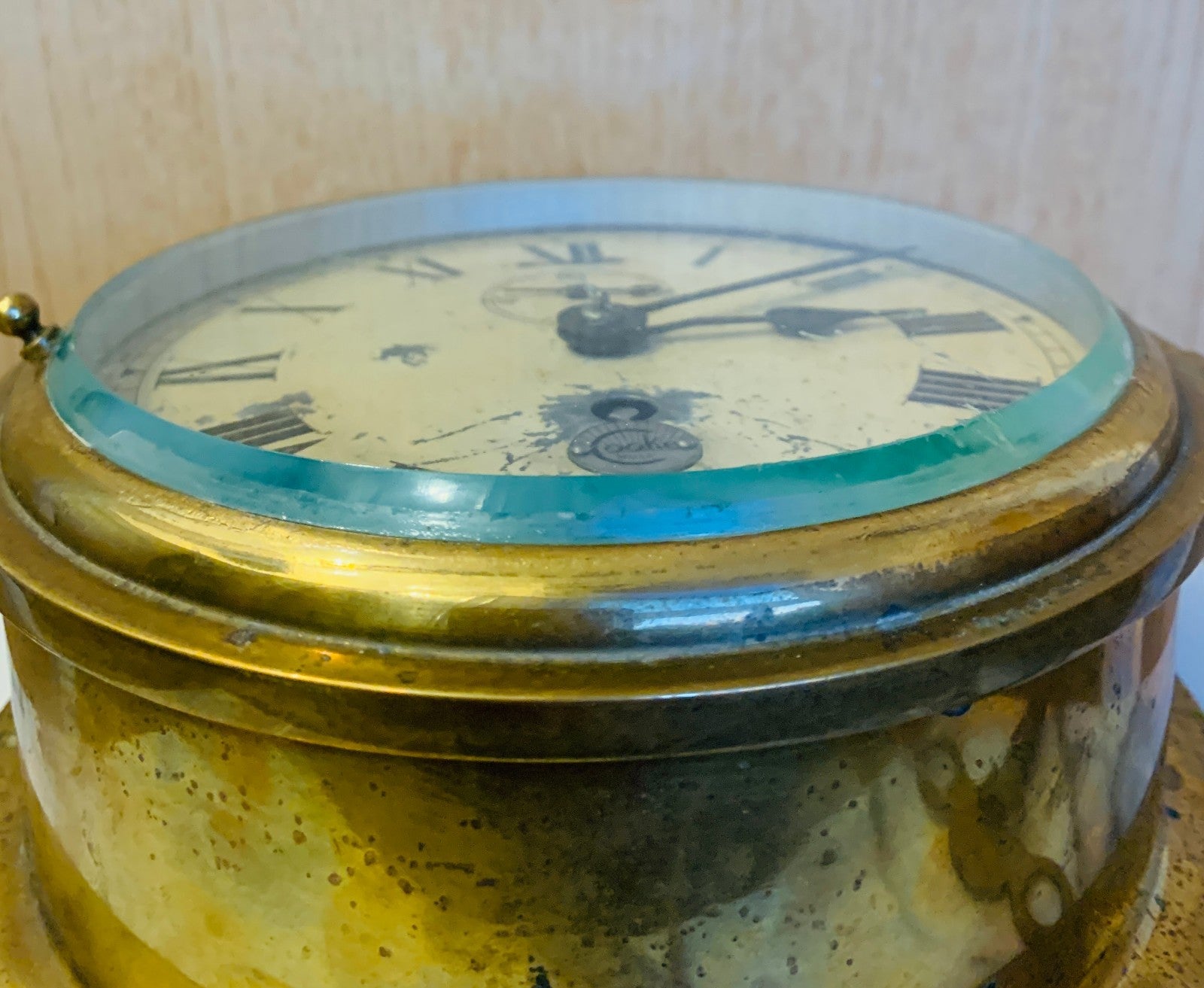 Pre-1867 Antique Brass Bulkhead Clock by Cooke, Hull, precursor to B.Cooke & Son