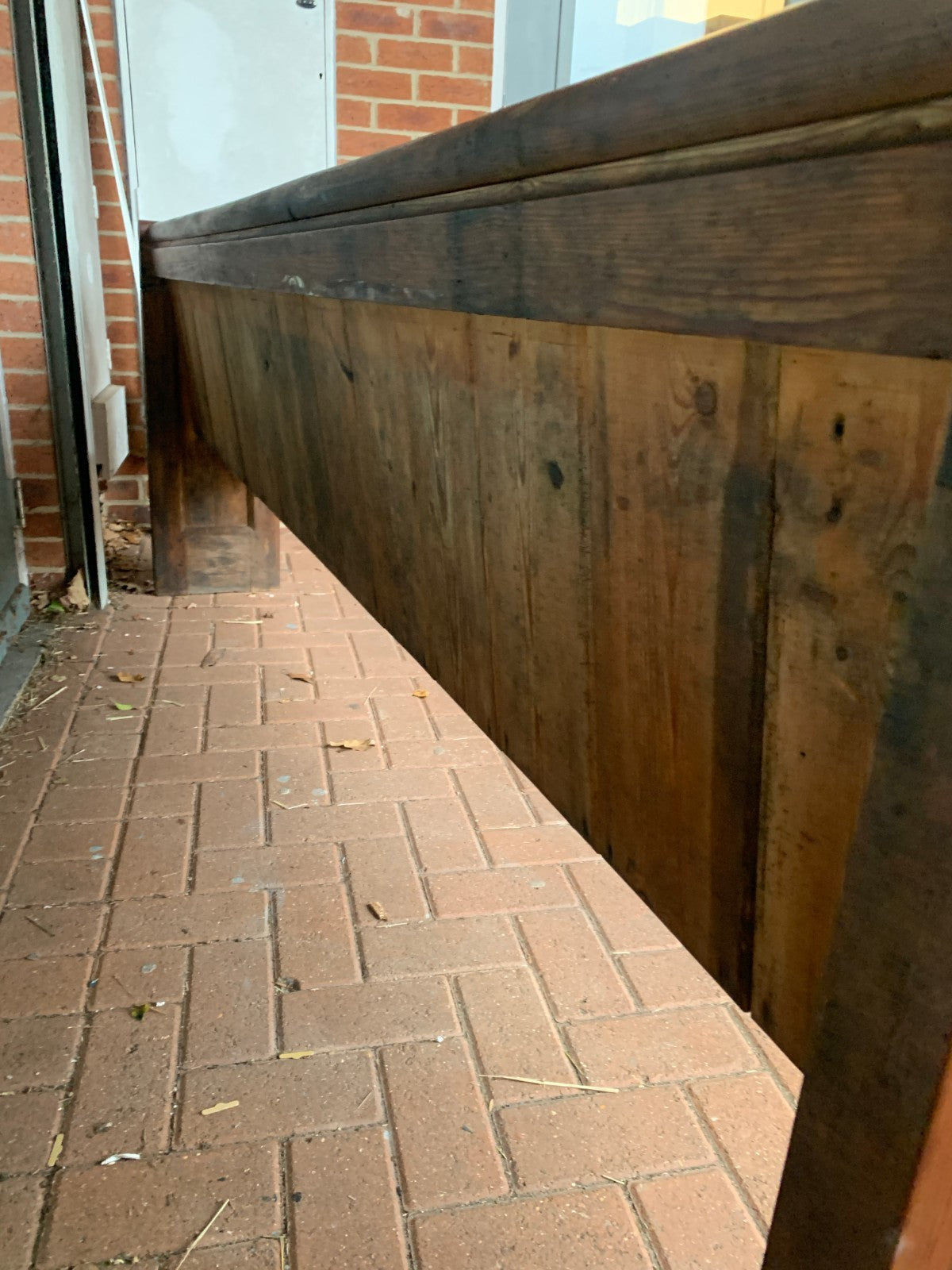 Authentic Antique Victorian Pitch Pine Church Pew, Bench Seating, Numbered 42!