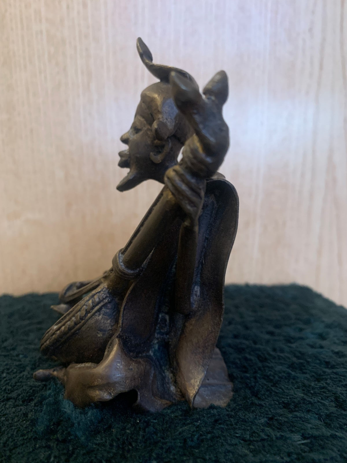 Vintage West African Bronze Musician Sculpture Early-Mid 1900's