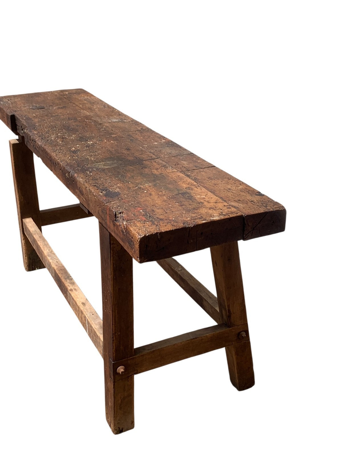Vintage Industrial Timber Workbench Coffee Table Rustic Carpenter Bench Console