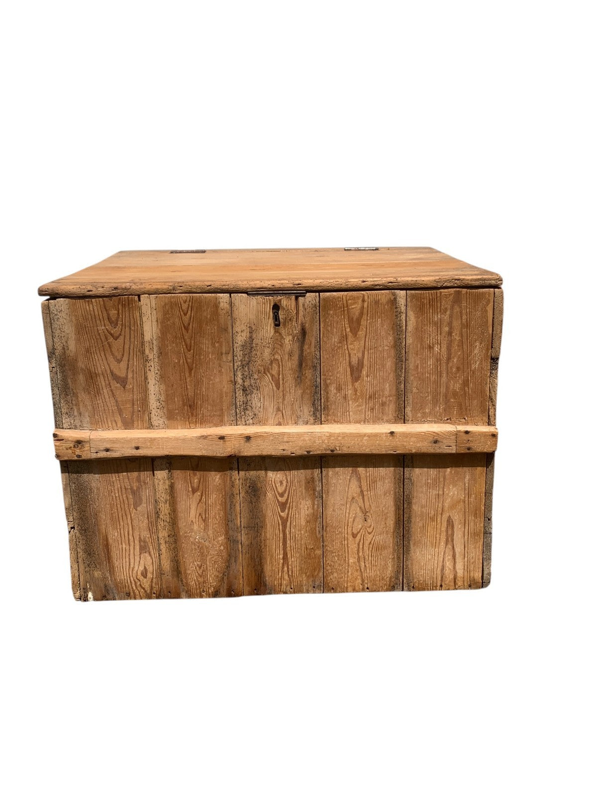 Large Antique Victorian Stripped Pine Trunk  Coffee Table Blanket Chest c.1890