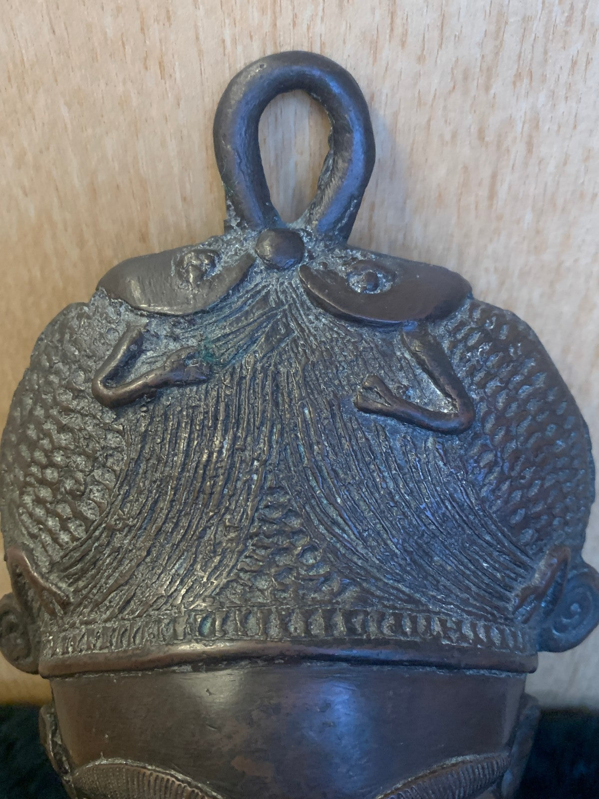 Antique / Vintage West African Bronze Ceremonia Pendant Plaque – Edo/Benin Style