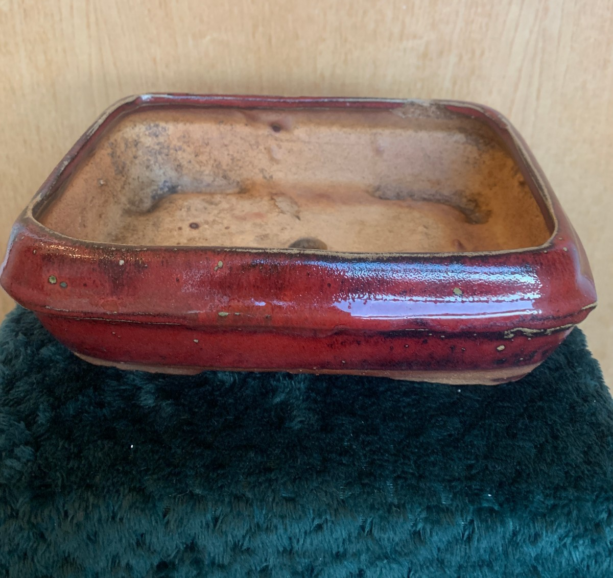 Antique Ceramic Japanese Bonsai Pot / Planter – Deep Russet Glaze c 1900-1930