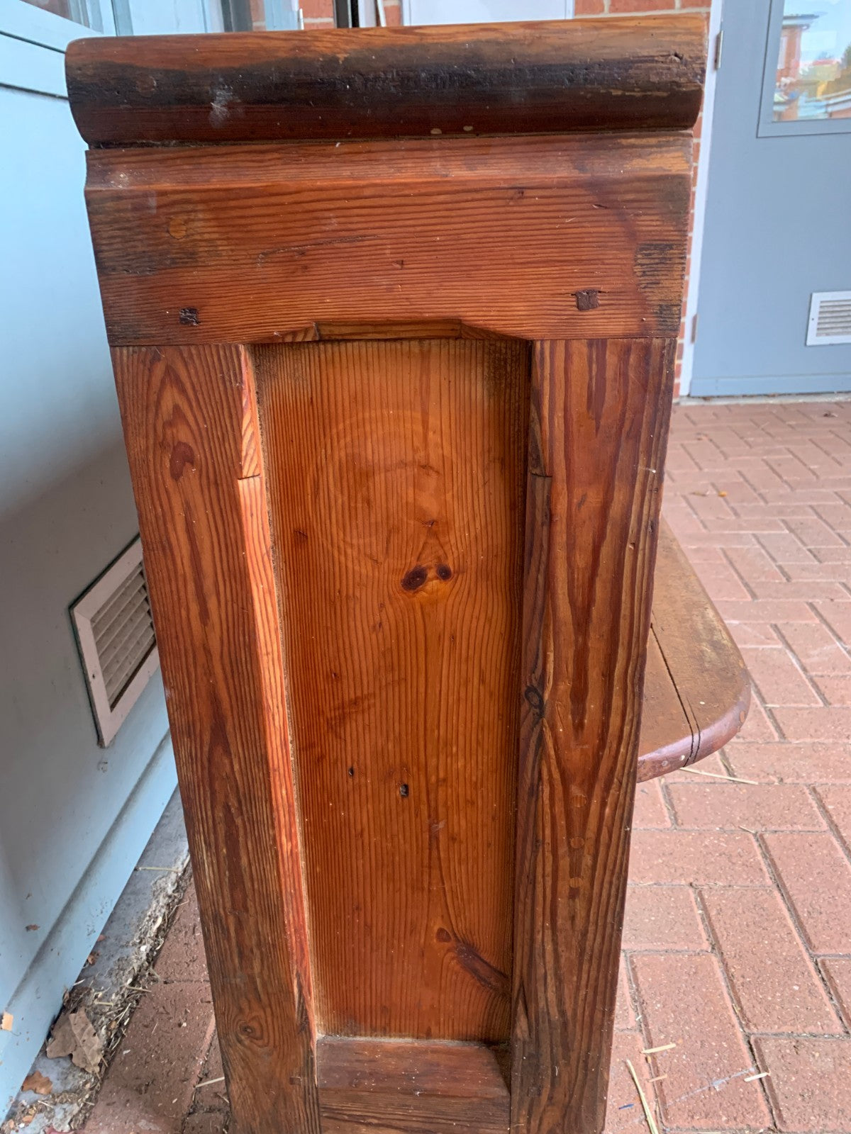 Authentic Antique Victorian Pitch Pine Church Pew, Bench Seating, Numbered 42!