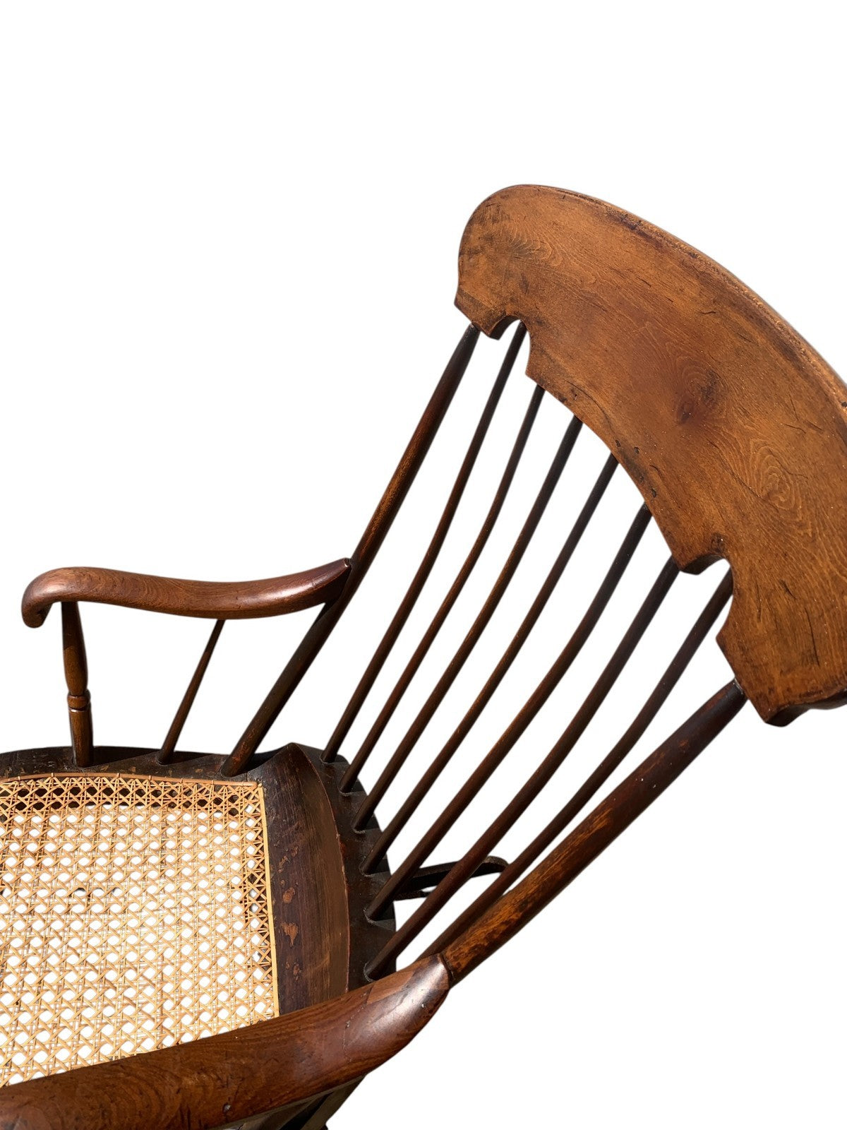 Antique Boston Rocker Chair & Matching Footstool c.1880 Victorian Windsor Cane