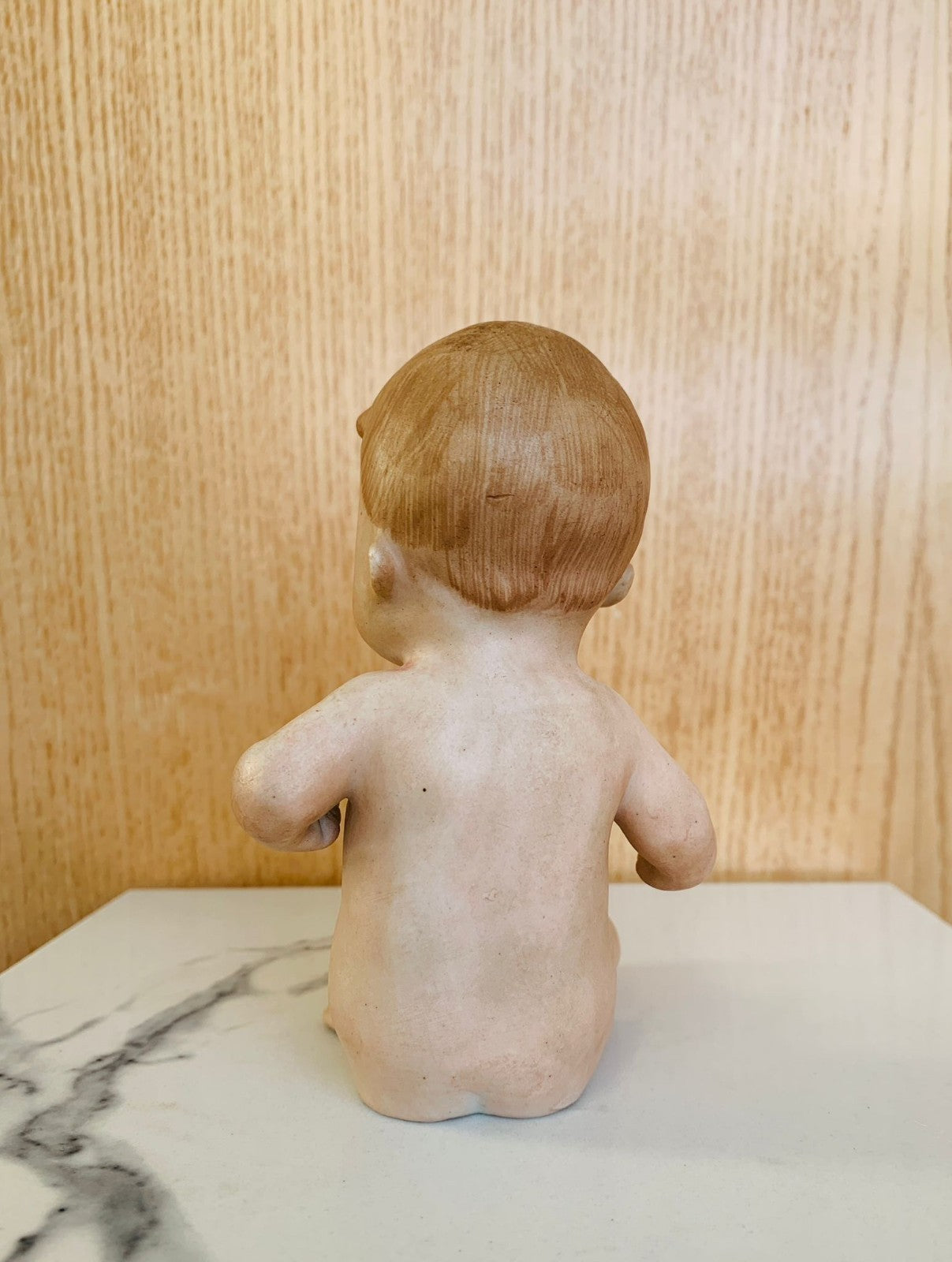 Antique 1880's  German Gebrüder Heubach Bisque Figurine Piano Baby 'Tough Guy'