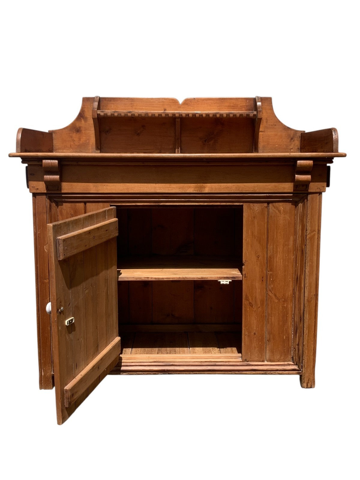 Antique Victorian Stripped Pine Chiffonier Sideboard Cupboard  c.1890
