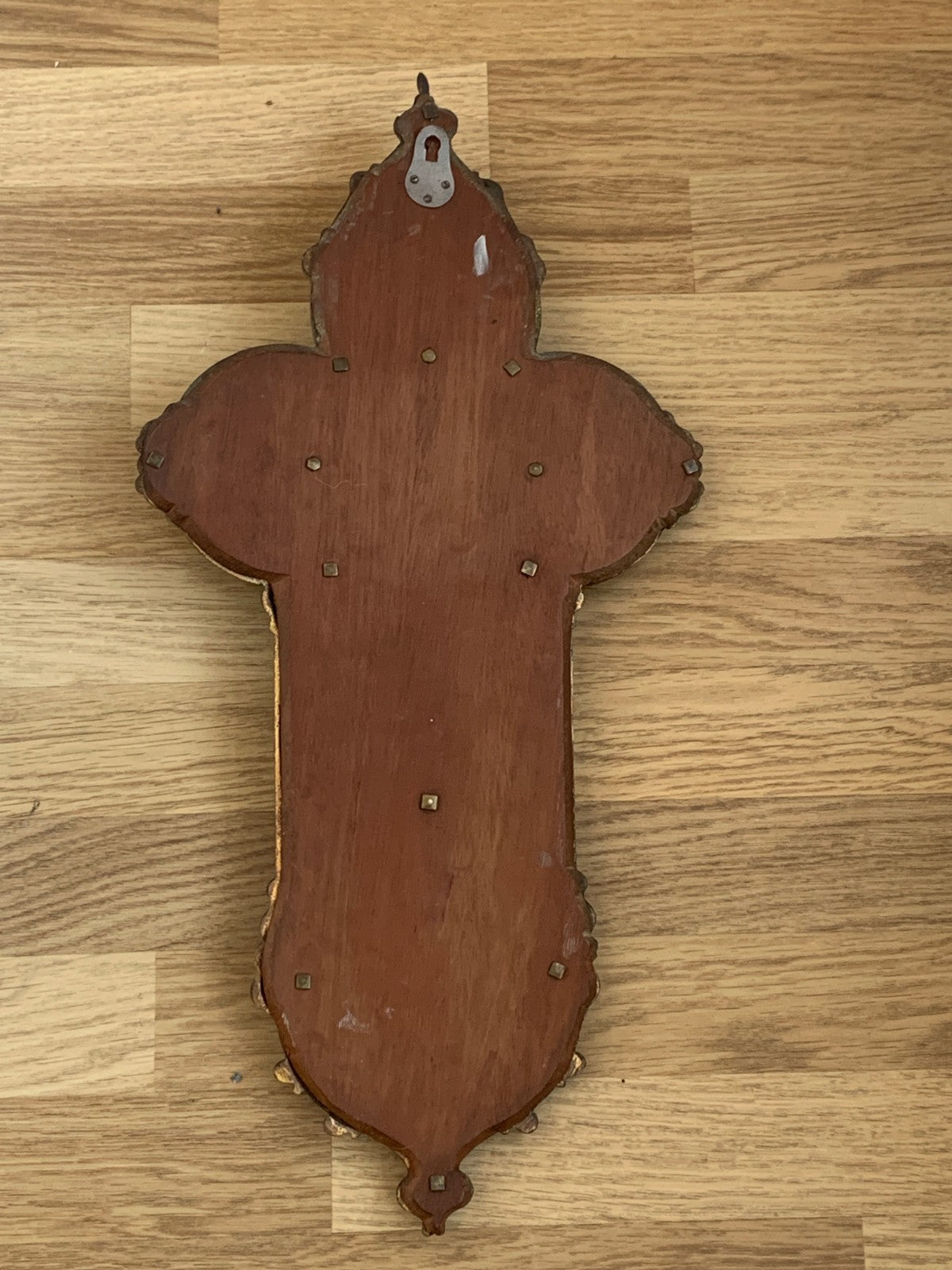 Antique French Gothic Revival Mahogany & Bronze Crucifix, Late 19th/Early 20th C