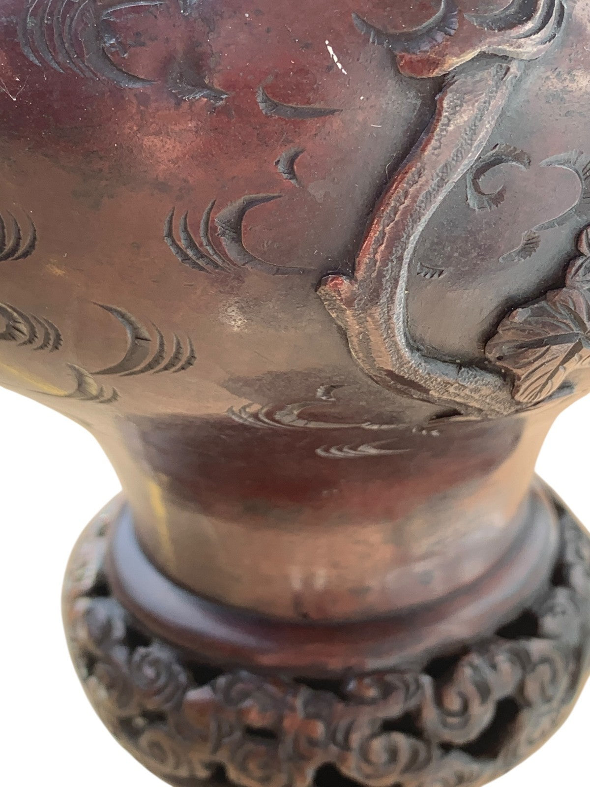 Antique Japanese Meiji Bronze Floor Lamp Base Oriental Dragon Turtle Light c1890