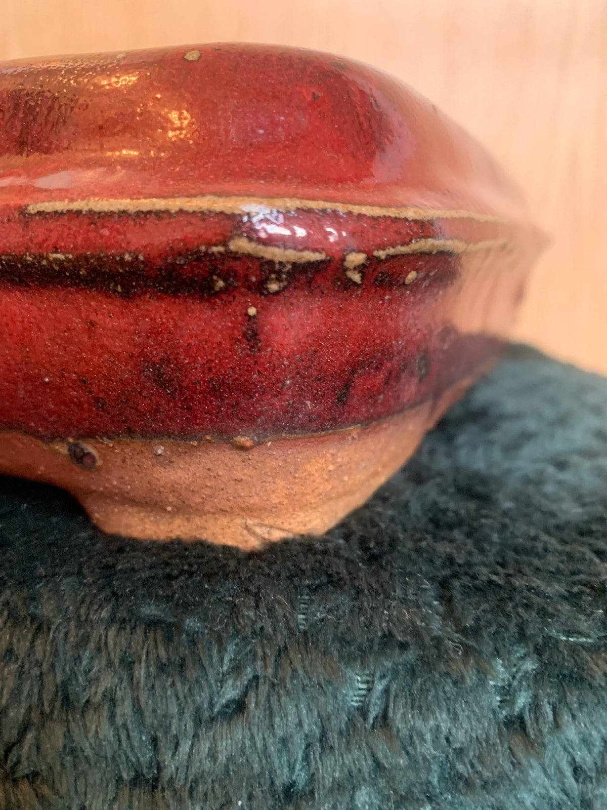 Antique Ceramic Japanese Bonsai Pot / Planter – Deep Russet Glaze c 1900-1930