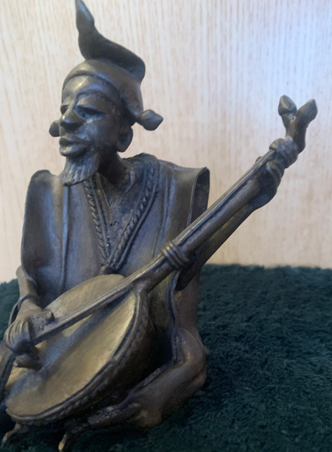 Vintage West African Bronze Musician Sculpture Early-Mid 1900's