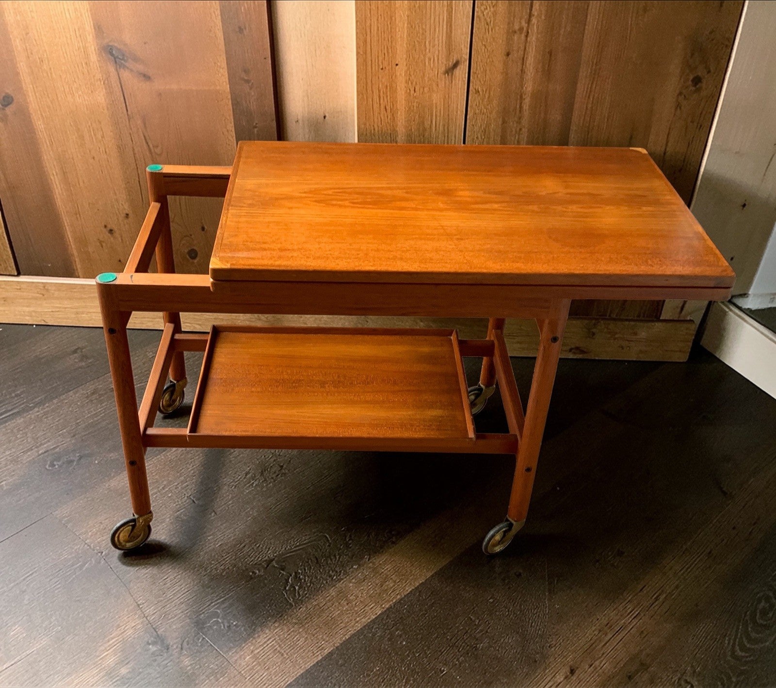 Kurt Østervig Model 112 Extendable Bar Cart, Danish Teak & Formica, Jason Mobler
