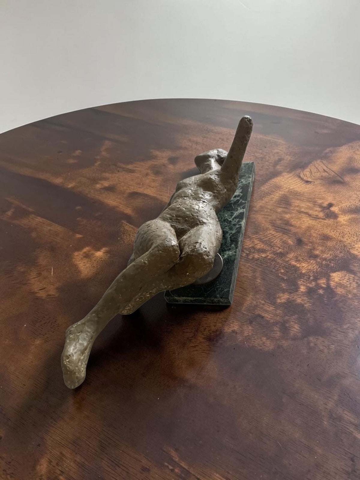 Stylized Studio Art Papier-Mâché Reclining Female Figure on Marble Plinth