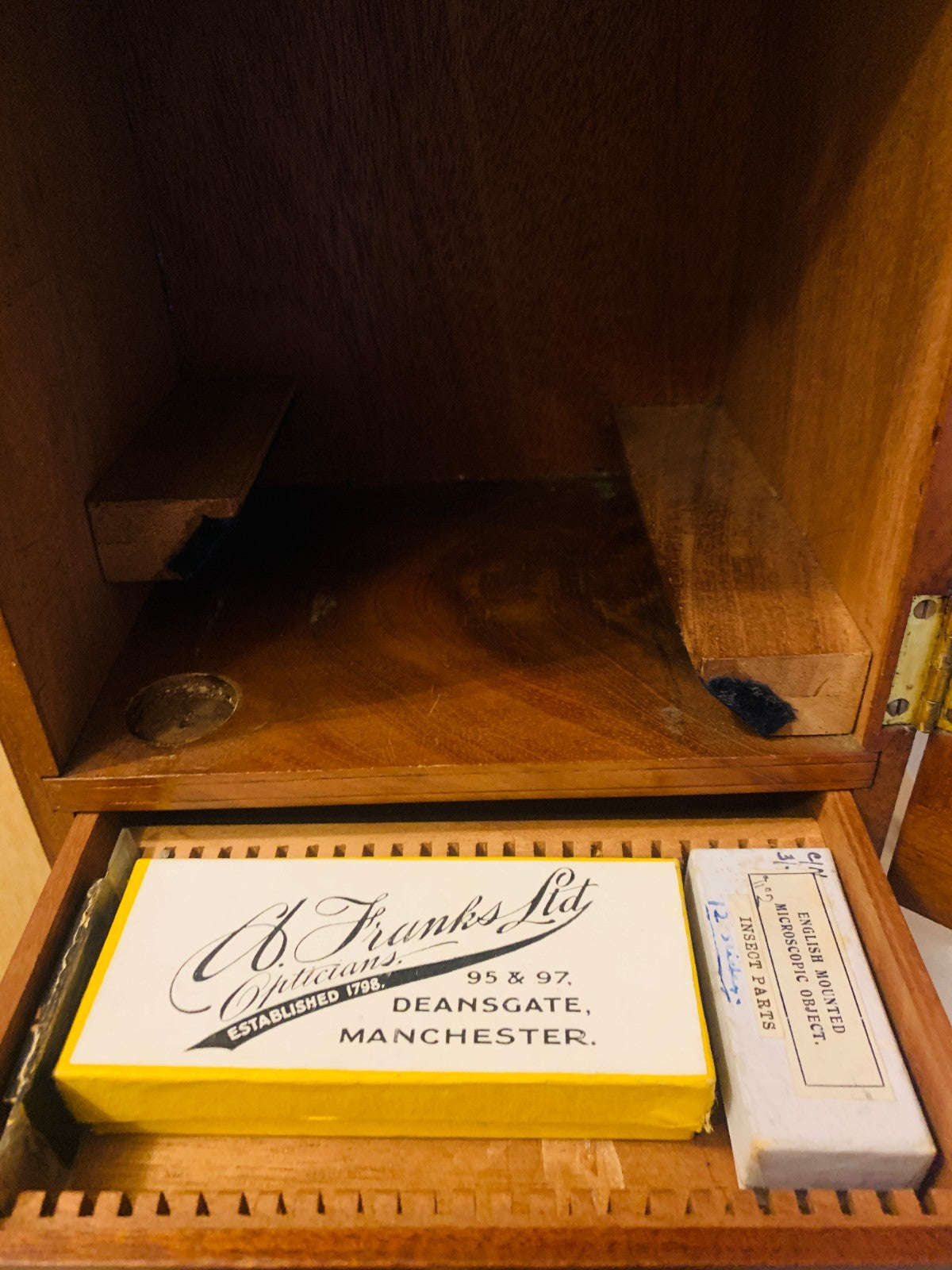 Antique Victorian Brass Bar-Limb Microscope by A. Franks Ltd, Manchester c. 1880