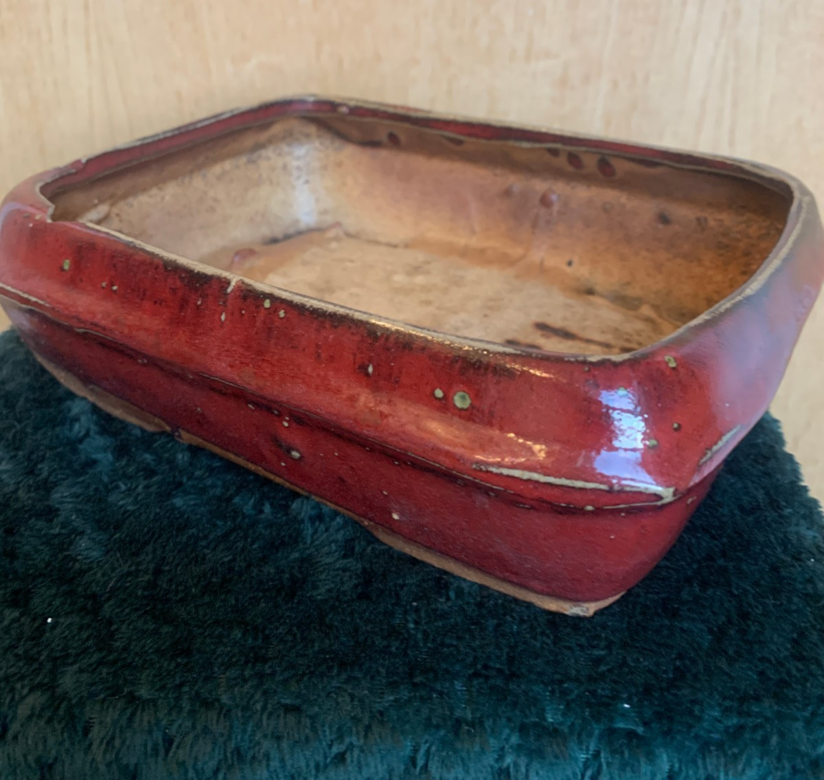Antique Ceramic Japanese Bonsai Pot / Planter – Deep Russet Glaze c 1900-1930