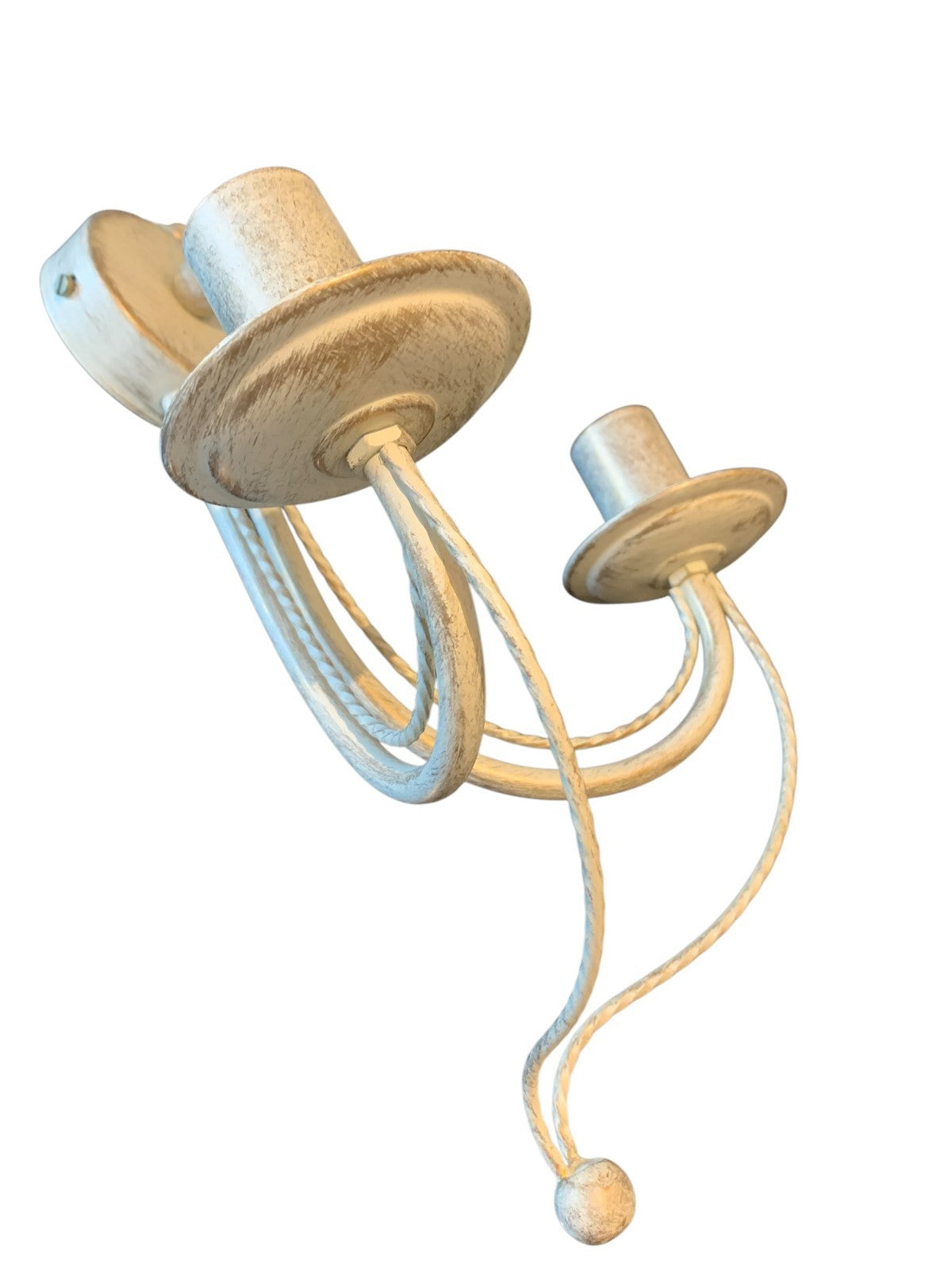Pair of Franklite ‘Philly’ Twin Wall Lights – Cream Ironwork, Hand-Painted Gold