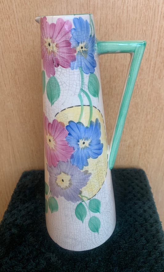 Royal Art Pottery Art Deco Handpainted Floral Jug / Ewer (c. 1930s) .