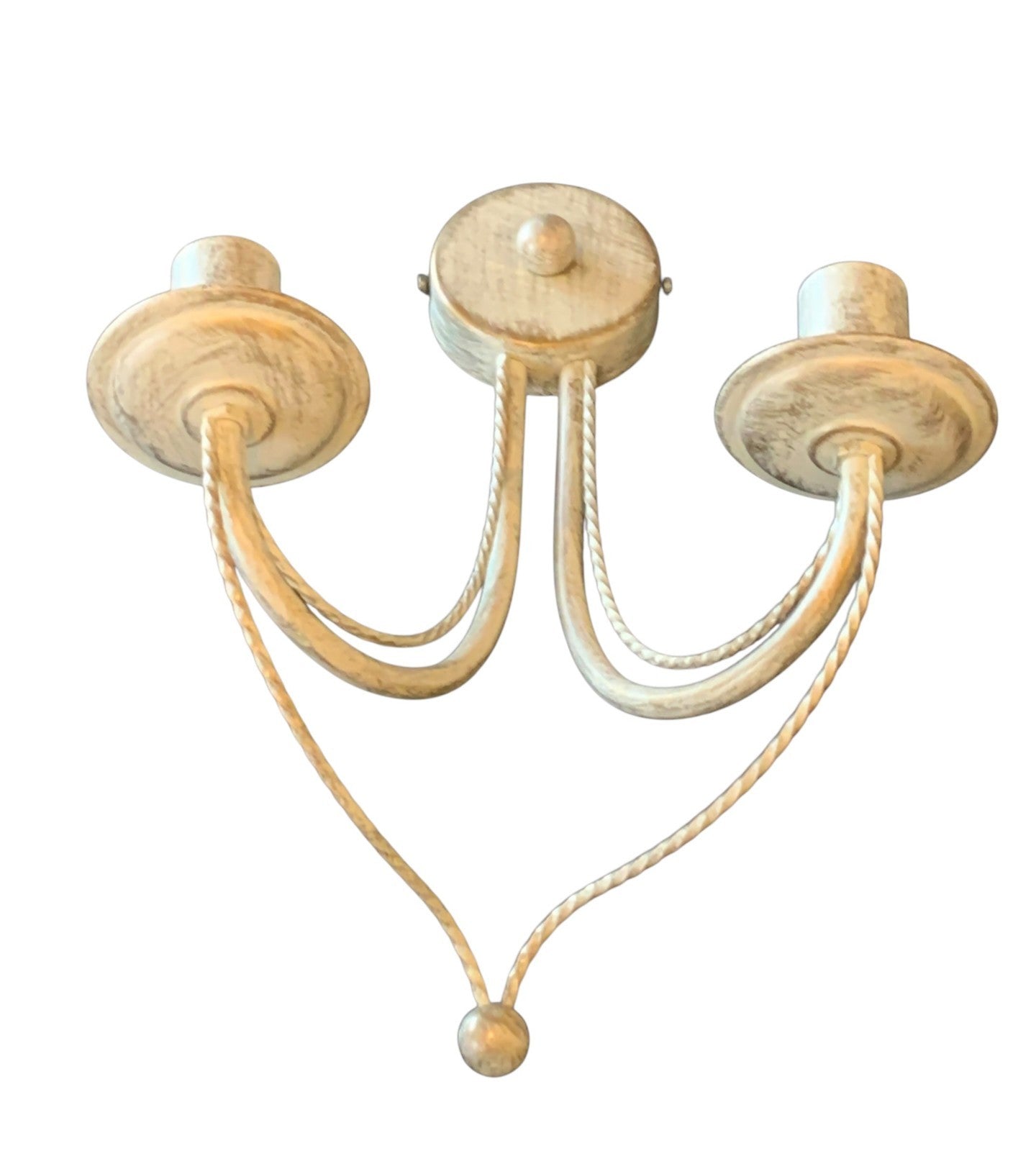 Pair of Franklite ‘Philly’ Twin Wall Lights – Cream Ironwork, Hand-Painted Gold