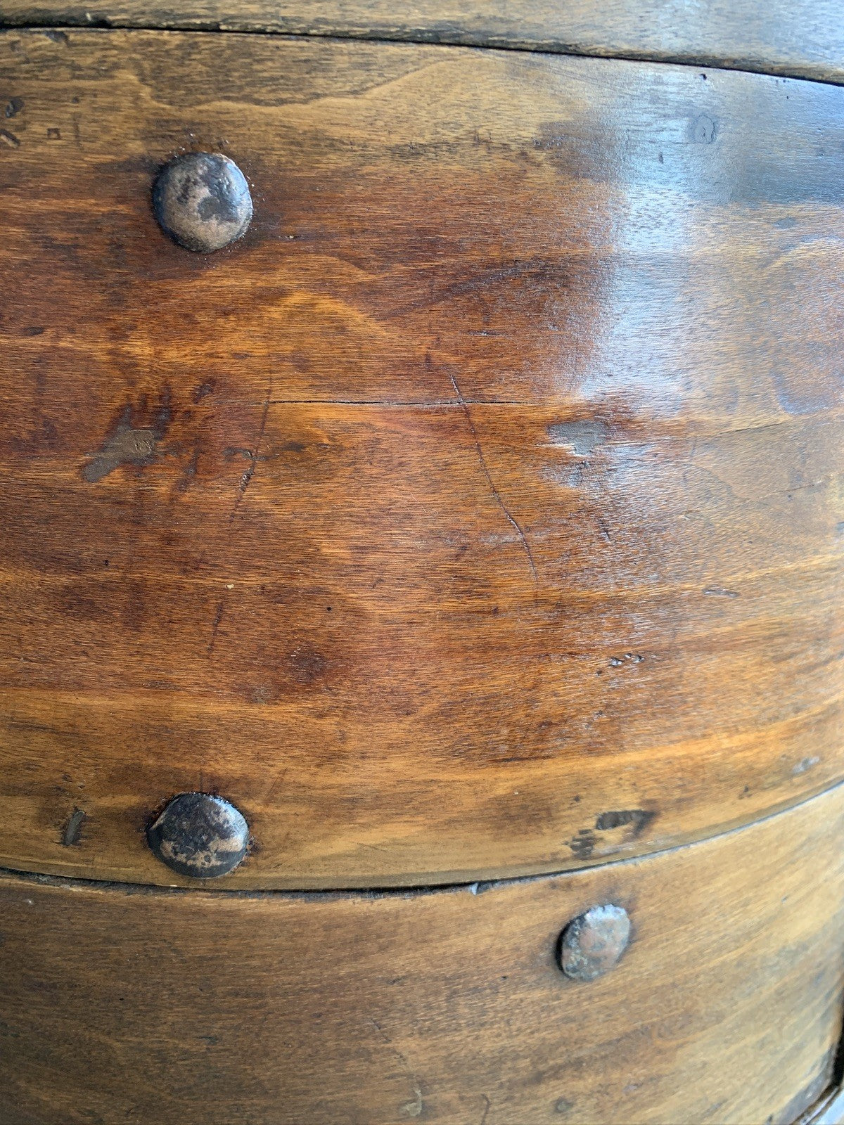 Large Chinese 4 Sectional Food Carrier Rustic Bamboo Wood Side Occasional Table