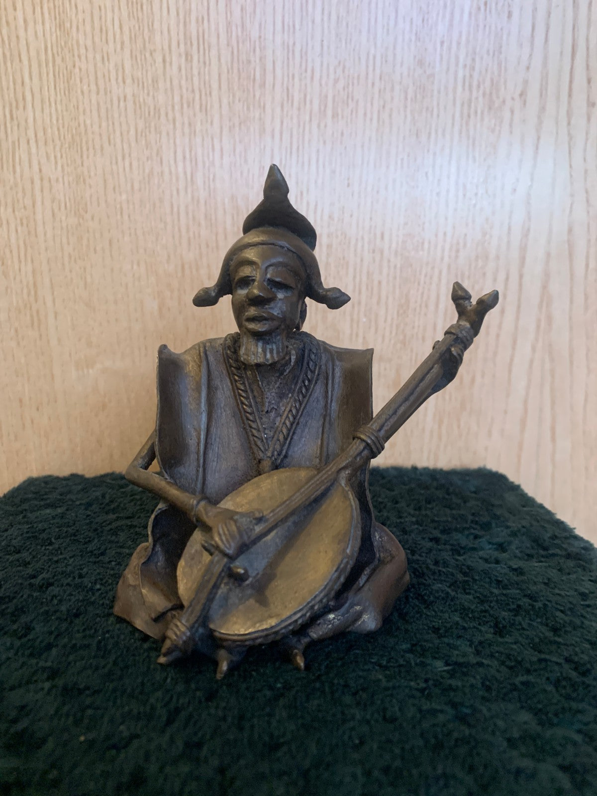 Vintage West African Bronze Musician Sculpture Early-Mid 1900's