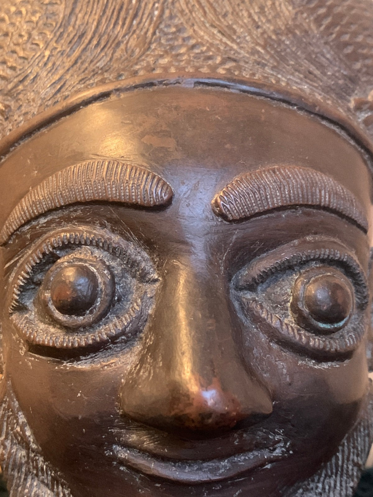 Antique / Vintage West African Bronze Ceremonia Pendant Plaque – Edo/Benin Style