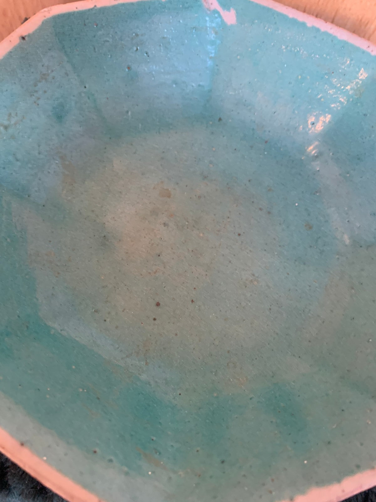 Antique Chinese Octagonal Pedestal Bowl Famille Verte / Yellow Clouds Motif