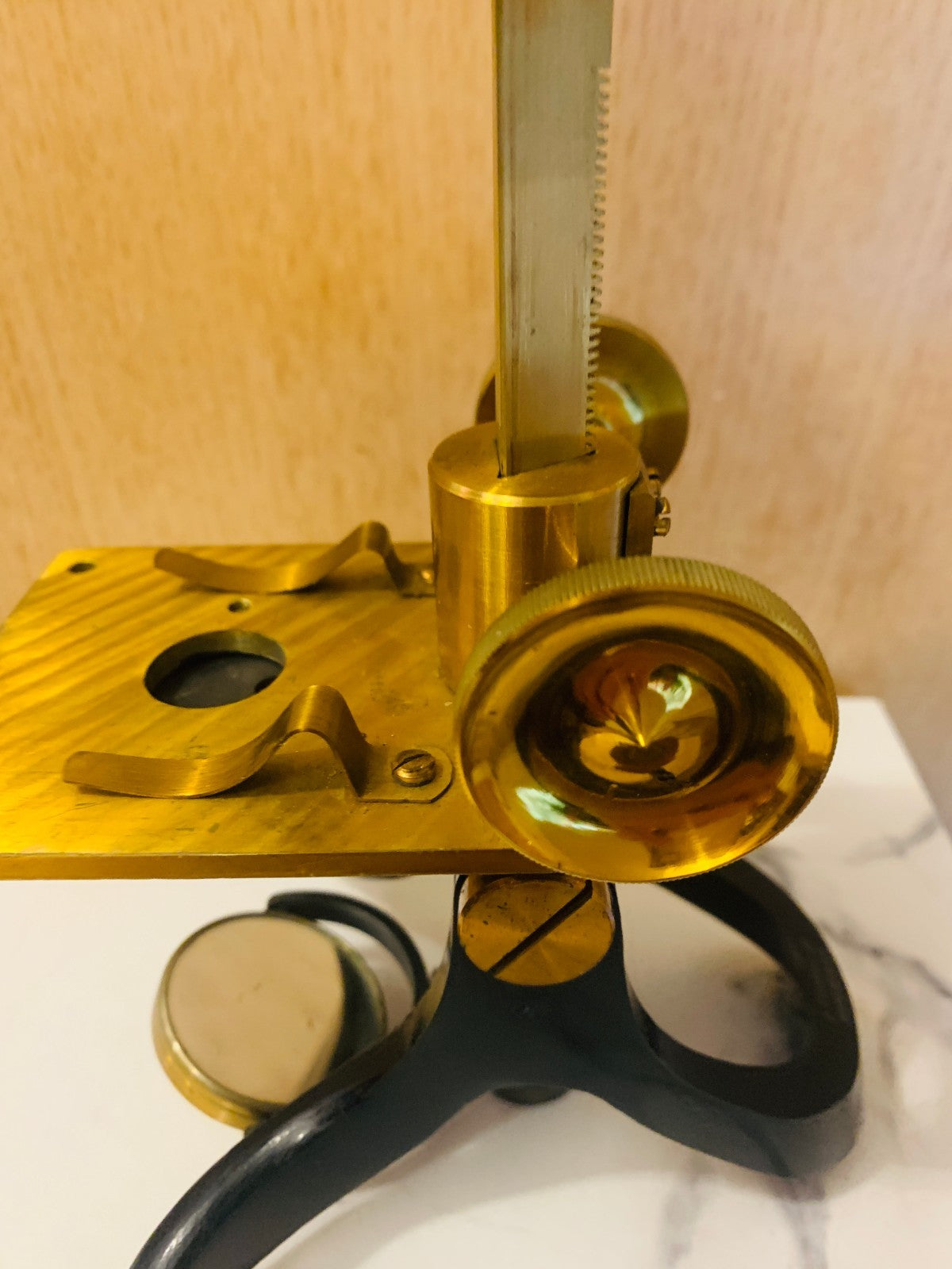 Antique Victorian Brass Bar-Limb Microscope by A. Franks Ltd, Manchester c. 1880