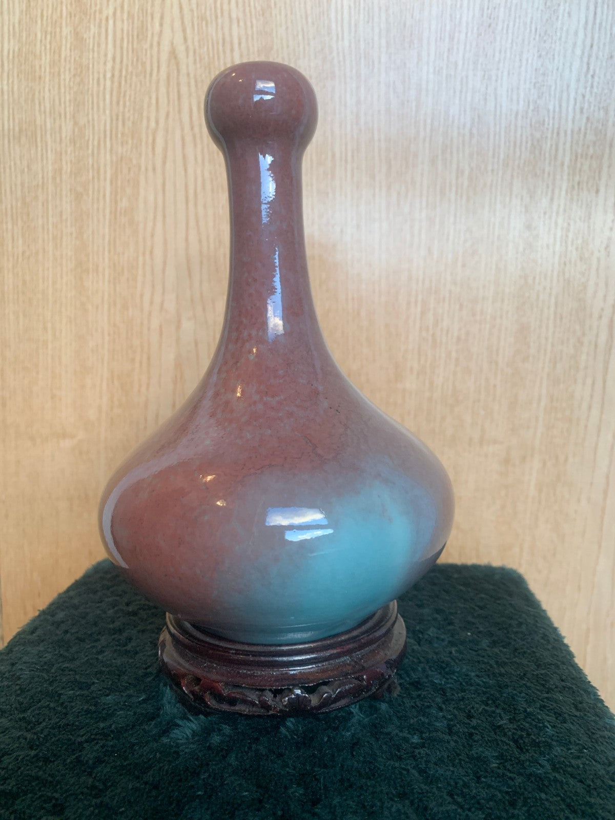 Beautiful Antique Chinese Flambé Glazed Porcelain Bottle Vase Late Qing (1900's)