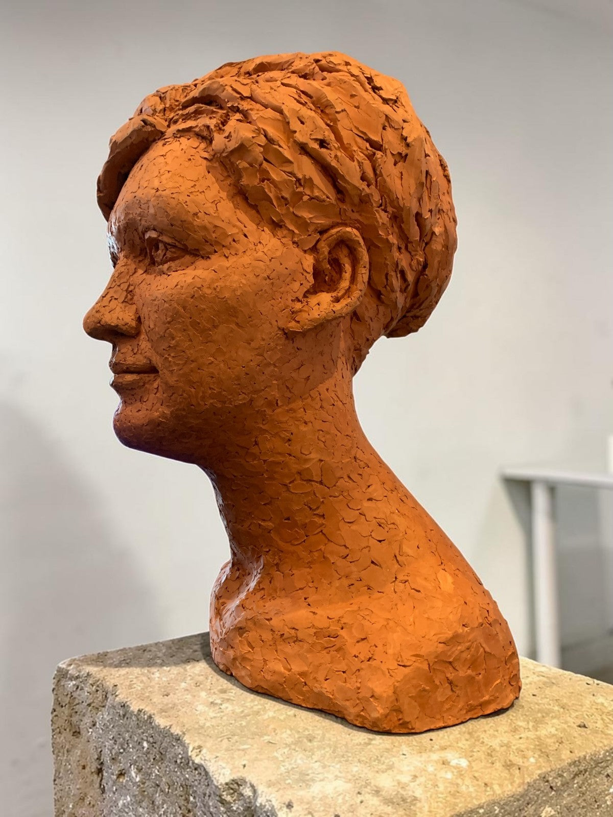 Large Contemporary Studio Art Terracotta Female Portrait Bust Late 20th Century