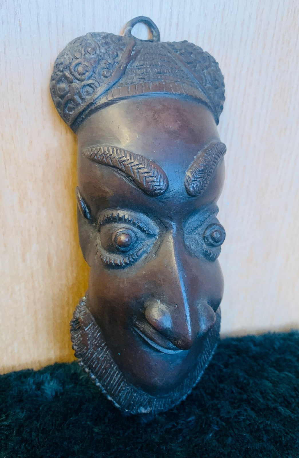 Antique / Vintage West African Bronze Ceremonia Pendant Plaque – Edo/Benin Style