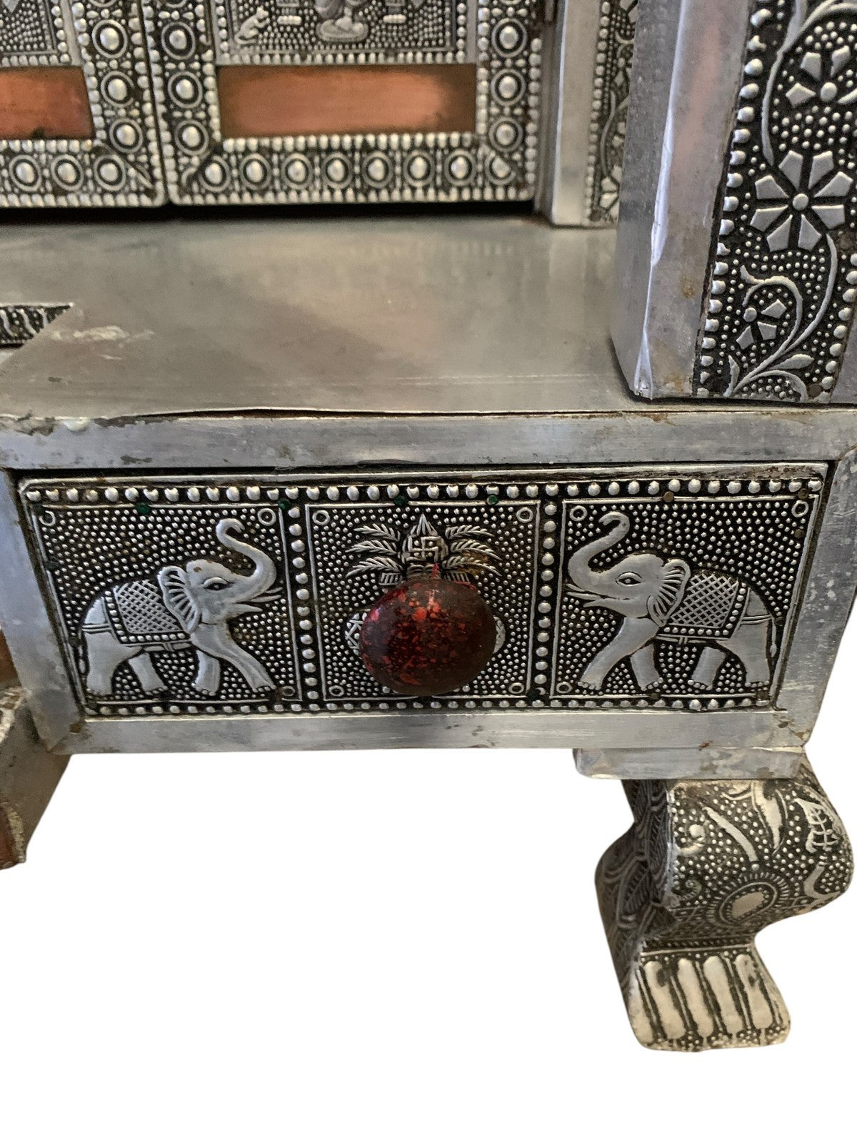 Large Silver & Copper Embossed Indian Pooja Mandir (Shrine) – Ganesha & Lakshmi