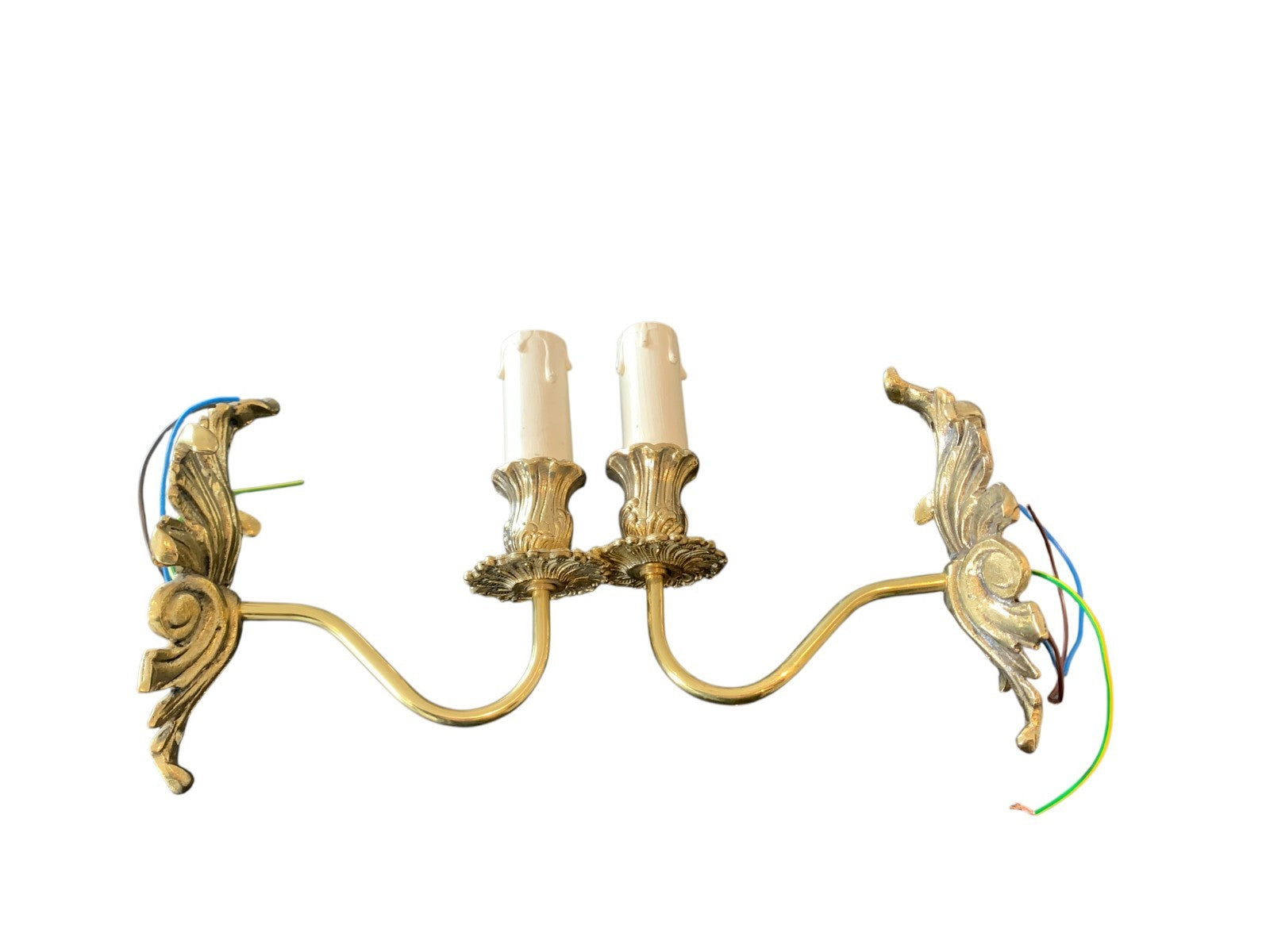 Pair of Compact French Style Solid Brass ‘Dauphine’ Single Wall Lights by Impex