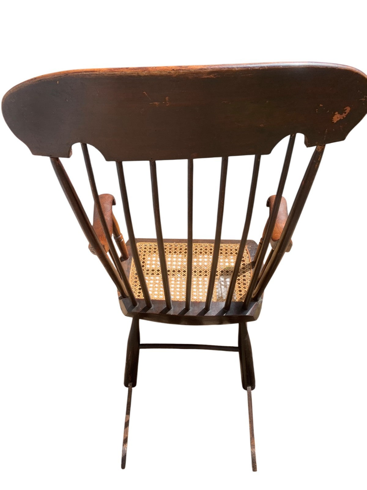 Antique Boston Rocker Chair & Matching Footstool c.1880 Victorian Windsor Cane