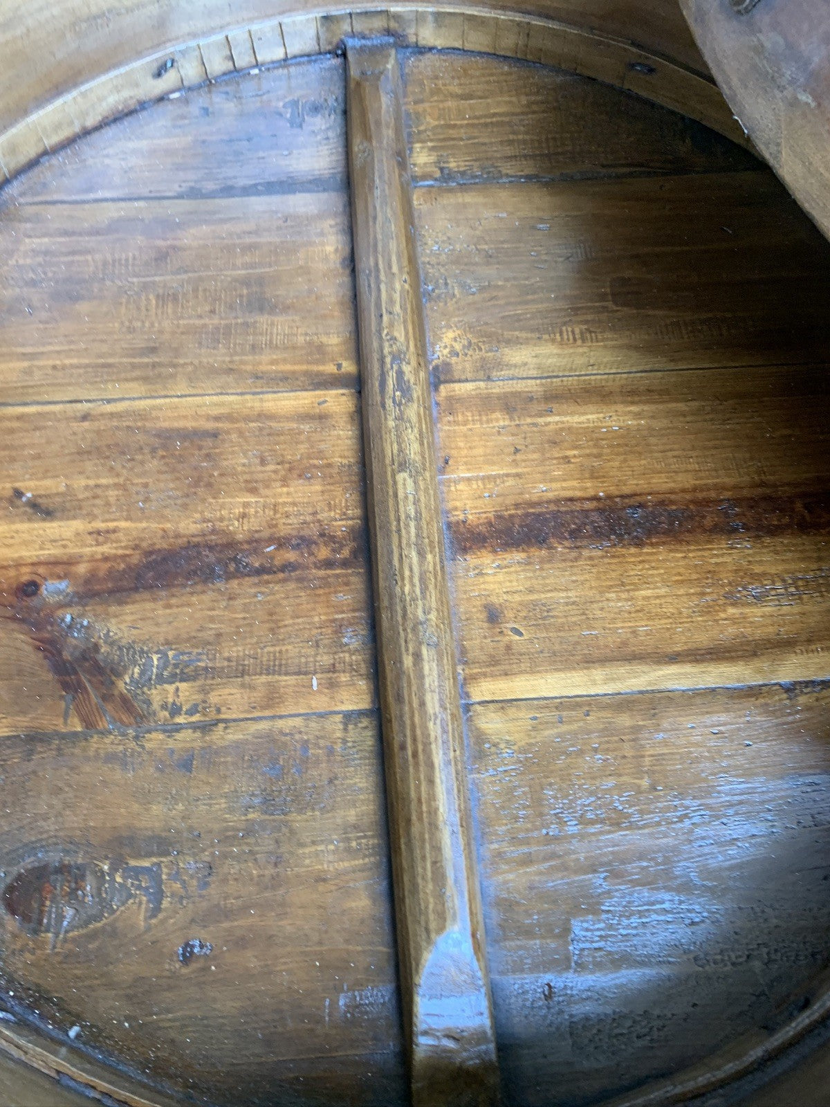 Large Chinese 4 Sectional Food Carrier Rustic Bamboo Wood Side Occasional Table