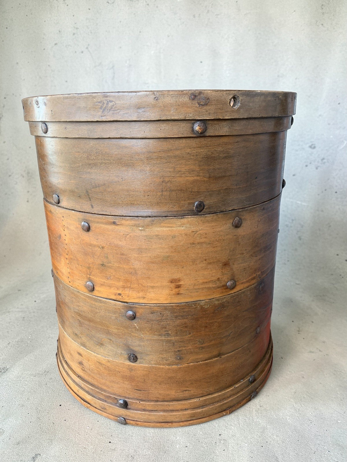 Large Chinese 4 Sectional Food Carrier Rustic Bamboo Wood Side Occasional Table