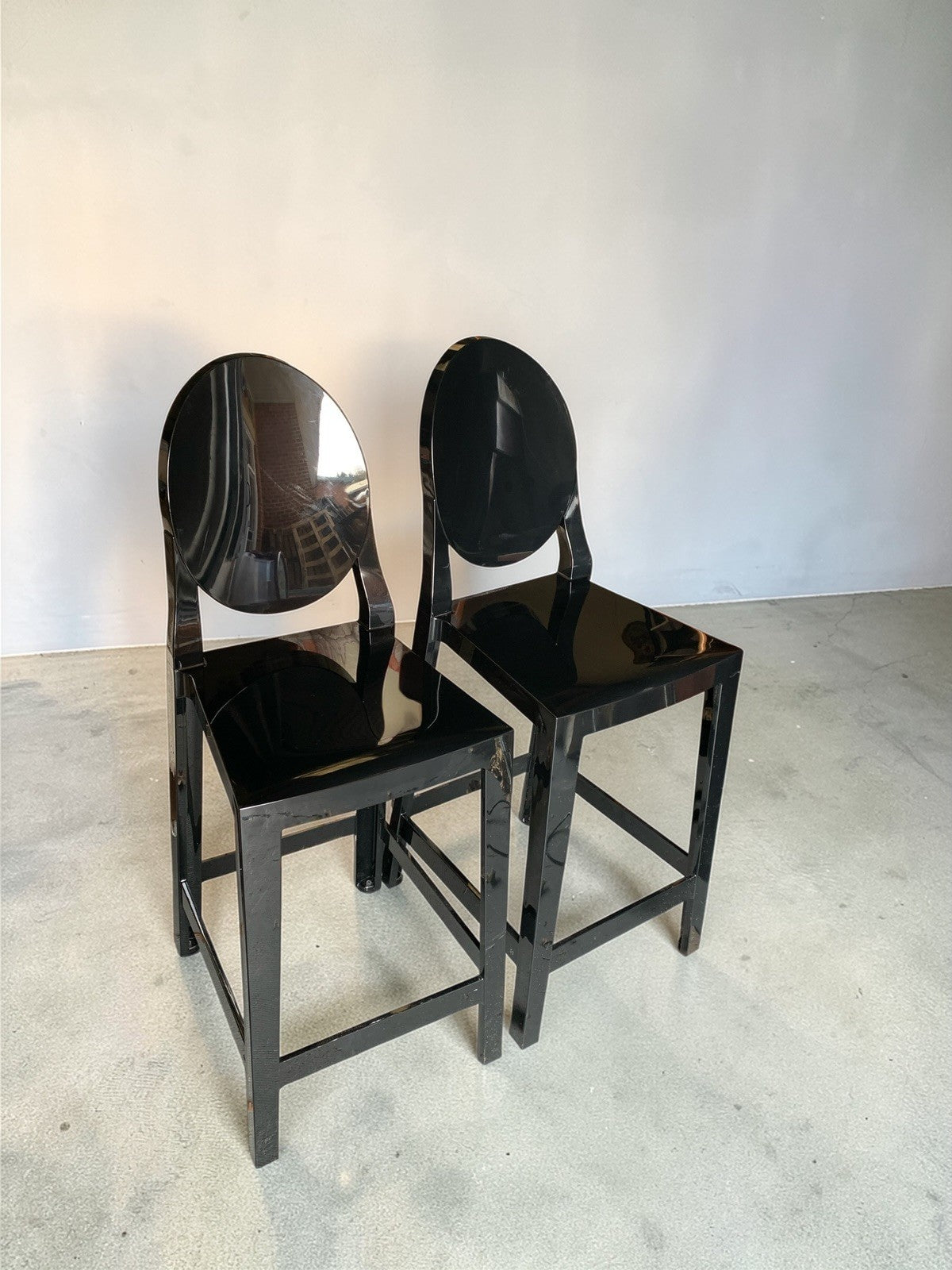 Pair of Philippe Starck –Kartell ‘One More’ Counter Stools (65cm)  Glossy Black